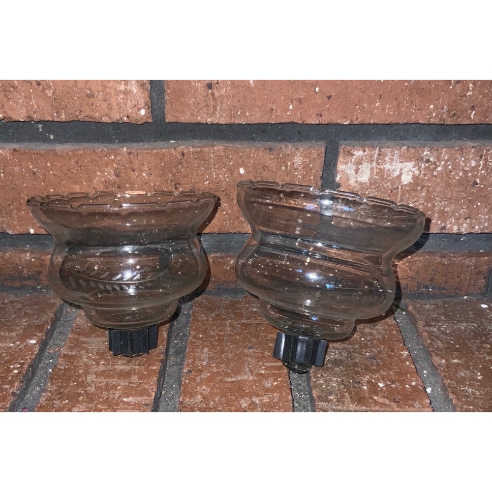 Vintage Homco Home Interiors Clear Wheat Etch Candle Holder Sconce 2 pk